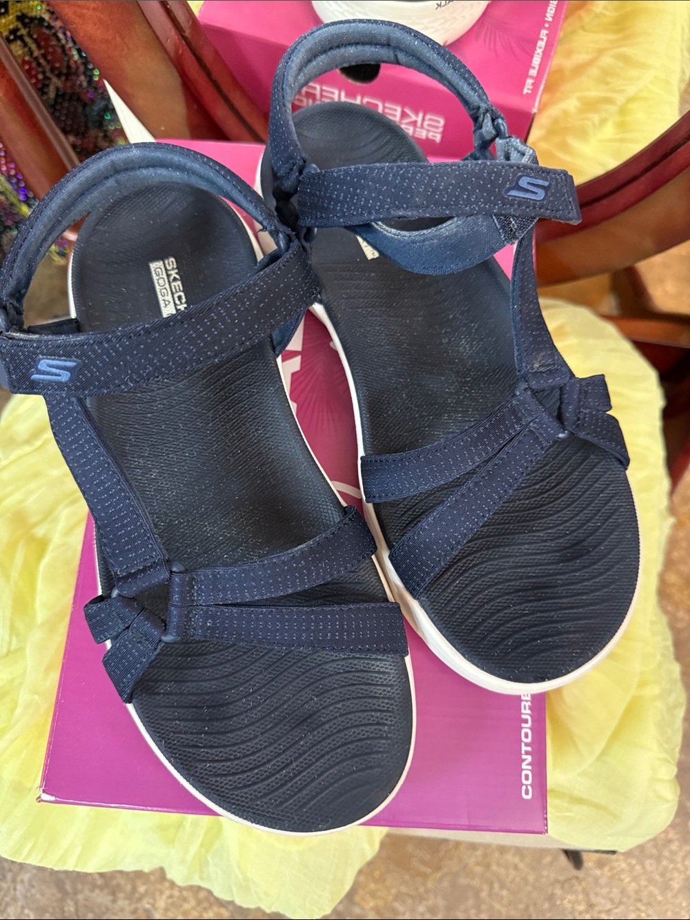 Skechers Navy Blue Strappy Comfort Sandals Size 8